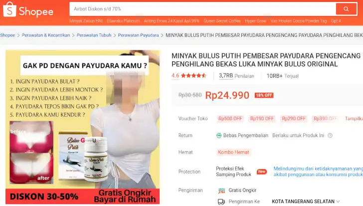 penjualan minyak bulus di apotek dan marketplace