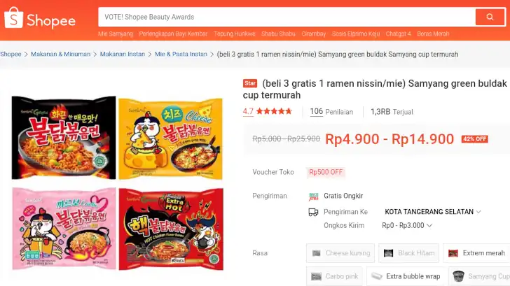 promo mie samyang di shopee