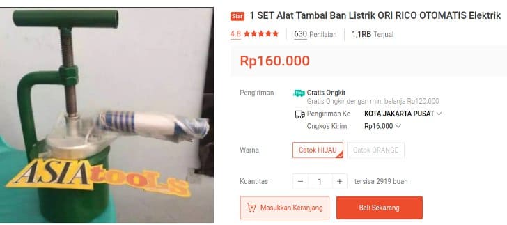 Alat Tambal Ban Listrik Pemanas Otomatis