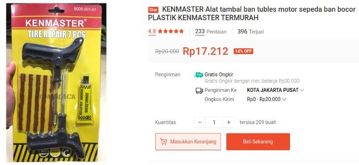 Alat Tambal Ban Tubeless KenMaster