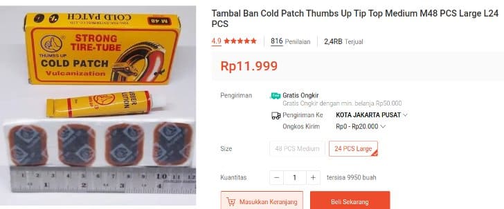 Cold Patch Vulcanization Tambal Ban Tanpa Dipanasi