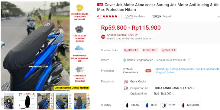 cover jok motor anti kucing