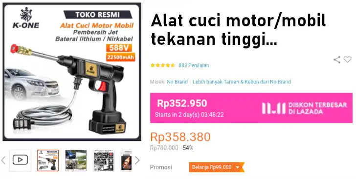 mesin cuci motor baterai