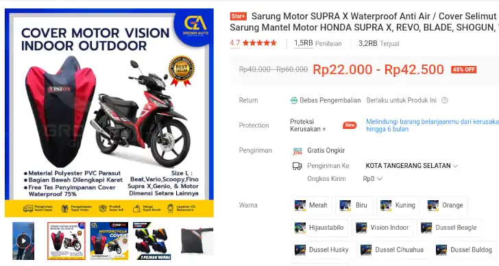 promo cover motor bebek shopee