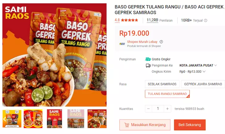 bakso bungkusan tulang rangu