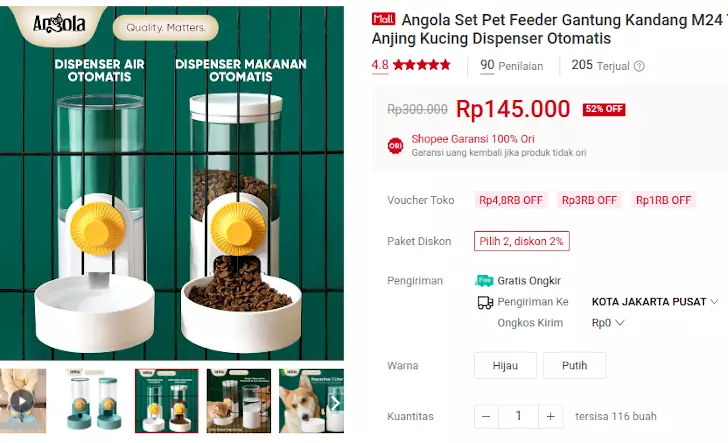 dispenser makanan kucing gantung