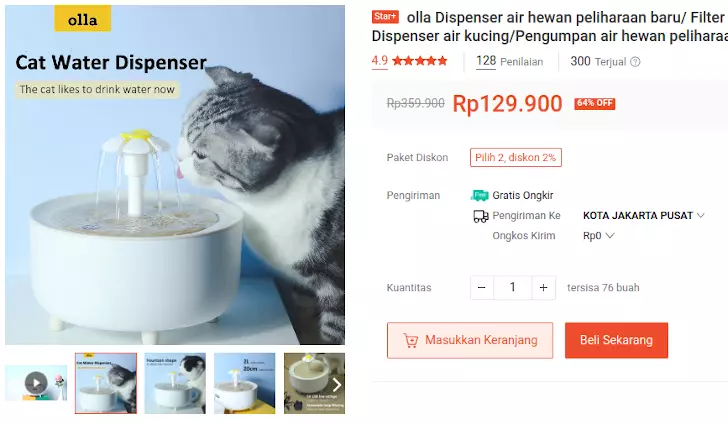 tempat minum kucing air mancur