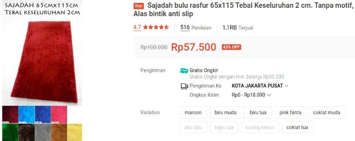 sajadah bulu rasfur