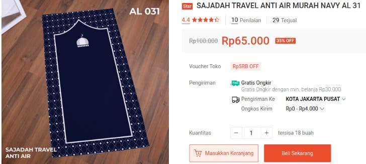 sajadah travel anti air