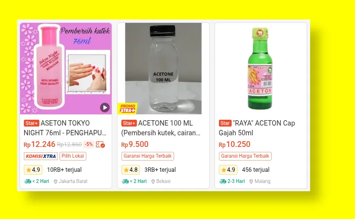 aseton terlaris di shopee