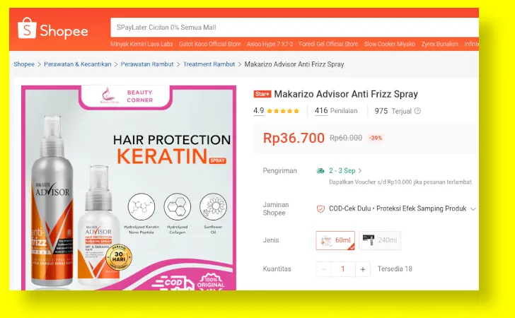 hairspray di shopee