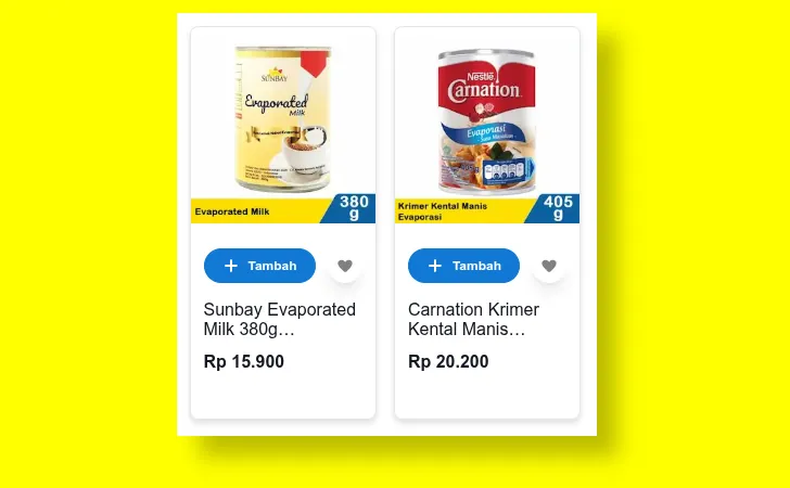 harga susu evaporasi di indomaret