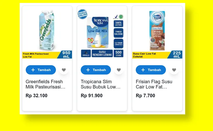 harga susu rendah lemak di indomaret