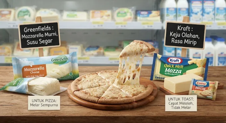 jenis keju mozarella murni dan campuran