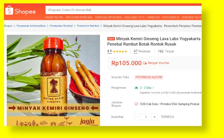 minyak kemiri di shopee