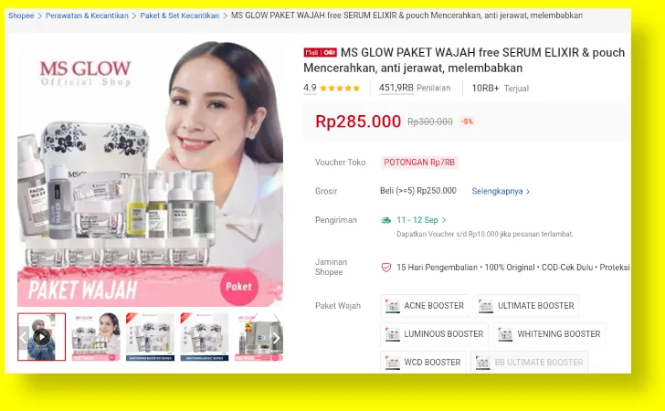 MS Glow - Paket Pemutih Wajah Komplit