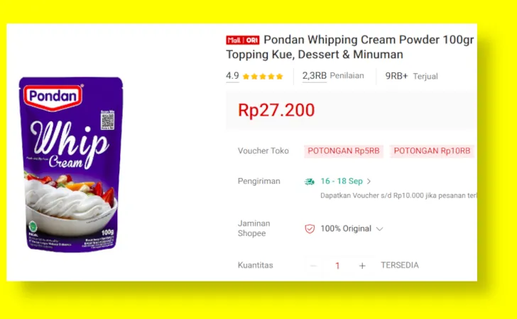Pondan Whip Cream Powder