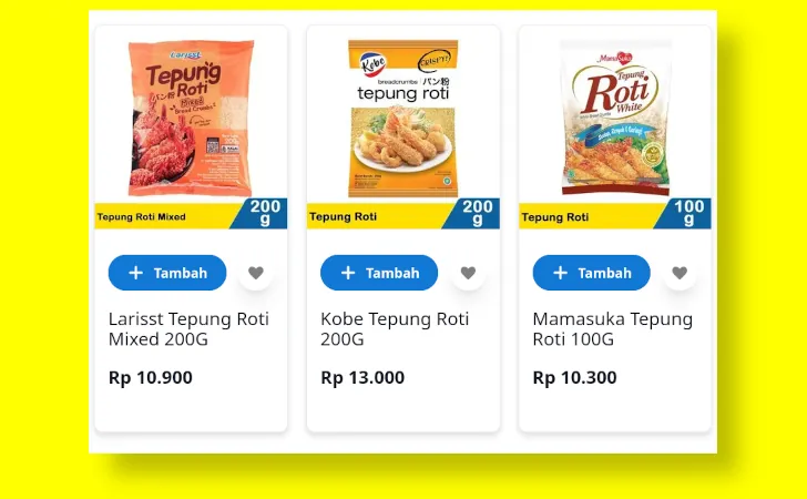harga tepung roti di indomaret