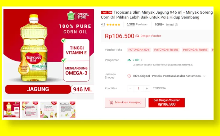 minyak jagung tropicana slim