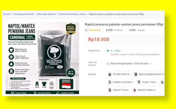 naptol pewarna jeans di shopee
