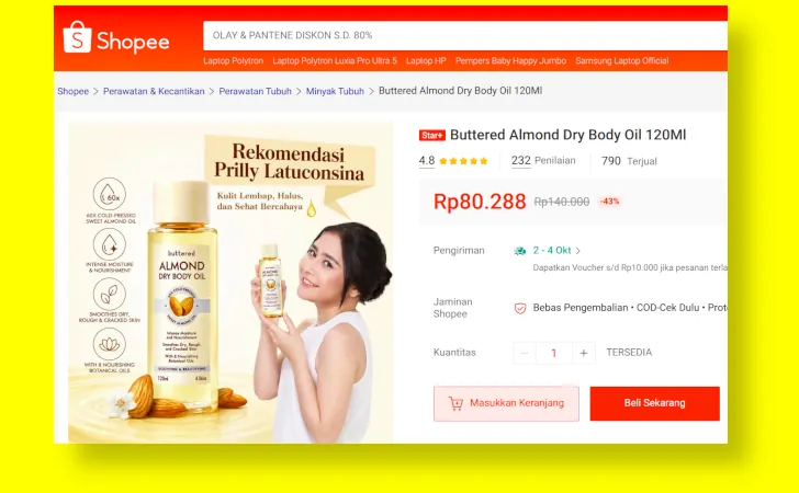 buttered almond dry body oil